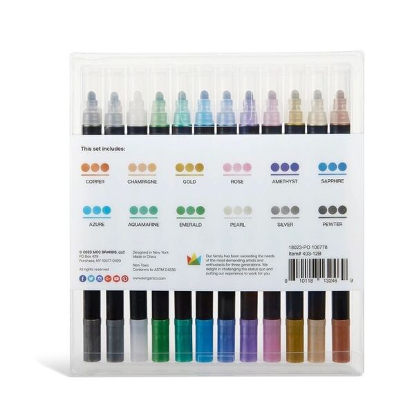 Kingart Metallic Twin-Tip Markers Set - 12 Colors - Picture 3 of 5